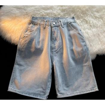 Black Lightweight Denim Shorts for Men