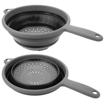 QuickFold Strainer – 23 × 36.5 cm, Pop‑Up Collapsible, Grey