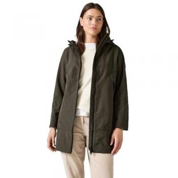 Cecil Hooded Zipper Coat, Cotton, Golden Khaki, XL