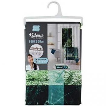 Rideau de douche 180 x 200 cm avec crochets en polyester Green Nature