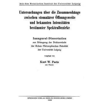 Untersuchungen über die Zusammenhänge zwischen stomatärer Öffnungsweite und bekannten Intensitäten bestimmter Spektralbezirke: Inaugural-Dissertation ... Fakultät der Universität Leipzig