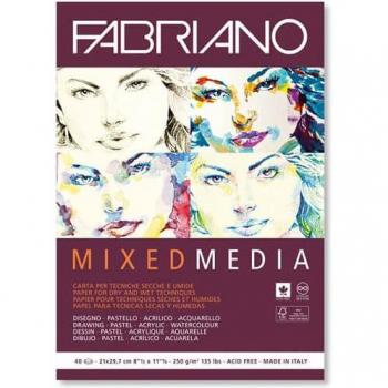 Fabriano Mixed Media Papierpackung: A4, 250 g/m², 40 Blatt