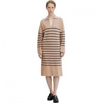 TOM TAILOR Strickkleid in Beige Anthracite