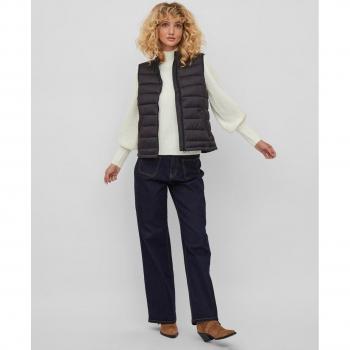 Vila Damen Weste Minsk 14076410 Schwarz Regular Fit