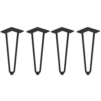 Gambe Hairpin a 2 aste per tavolo, altezza 400mm, Acciaio Verniciato Nero