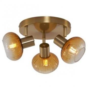 Golden Amber Round Ceiling Spot – 3‑Light, Teddy Edition