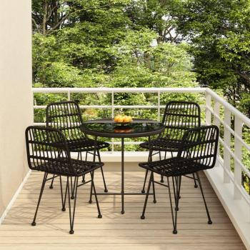 VidaXL 5 Piece Outdoor Dining Set Black Wicker