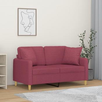 Vidaxl 2-Sitzer-Sofa Weinrot mit Zierkissen 120 cm