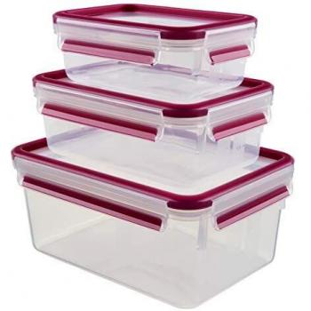 Caja Rectangular CLIP & CLOSE, 3 piezas, Verde y Transparente