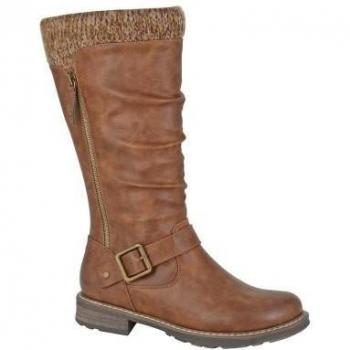 Cipriata Women's Alisa PU Mid Calf Boots 4 UK tan