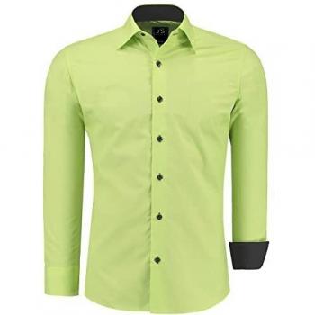 J’S Fashion Bügelleichtes Herren‑Langarm‑Hemd in Grün – Größe M, EU 6XL