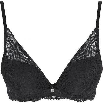 LASCANA Push Up BH Vivianna – Black, Größe 75D, V-A-Schnitt, fließende Spitze