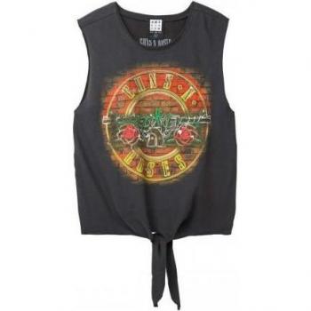 Amplified Ladies Neon Bullet Guns 'N' Roses Top XS Charcoal
