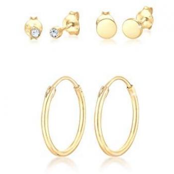 Elli Ohrring-Set »3er Set Stecker Kristalle 925 Silber«