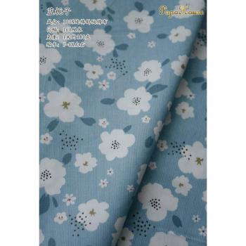 Tela de cortina de sarga de algodón con flor azul, 50cm x 160cm