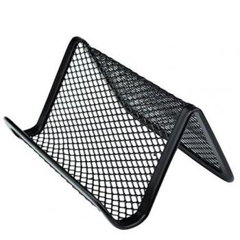 Porte-carte de visite 4× avec support téléphonique – Metal Mesh – Noir