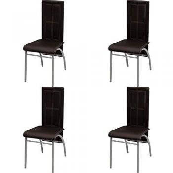 Braun Kunstleder Esszimmerstuhl Set mit 4 Stühlen