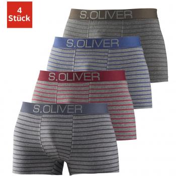 S.Oliver Herren Boxershorts (4er-Pack) mit stylishen Kontrastbund