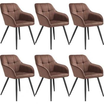 Tectake® Esszimmerstuhl – Samtoptik mit feinem Steppmuster, gepolstert, schlanke Stahlbeine 58 × 62 × 82 cm