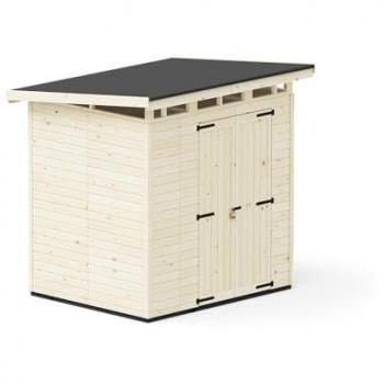 Cabane à Outils UPYARD StrongBox L – Abri en bois naturel avec fondation WPC et toit plastique