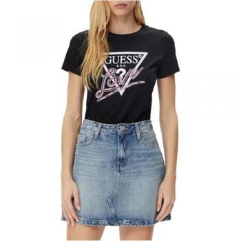 Guess Women XL Black Floral Love Triangle Shirt