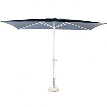 Sombrilla de jardín 2x3 gris con polea y mástil antiviento blanco mod. Poly Eco