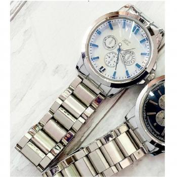 Orologio Da Polso Zcc Argento Cronografo Uomo Quadrante Bianco