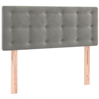Cabecero moderno de terciopelo gris claro con luz LED 90x5x78/88 cm