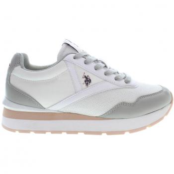 U.S. Polo Assn. White Polyester Sneaker with Contrasting Details