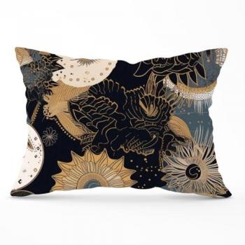 Abstract Blue Gold Moon Sun Throw Pillow