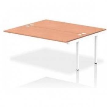 Dual Workspace Bench Desk 1800mm Beech and White