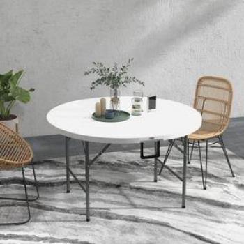 Mesa de Jardín Redonda Outsunny Plegable 80 kg Ø122x73 cm Blanca