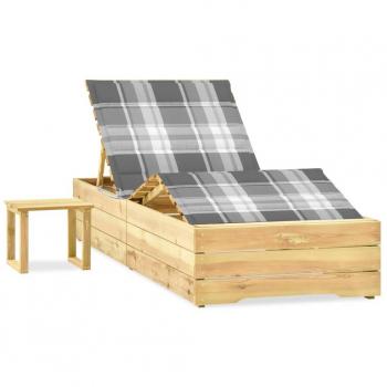 Cama de jardín con mesa de café y almohada de madera de pino impregnada
