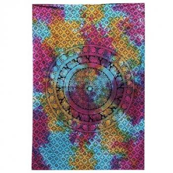 Mandala Elephant Cotton Bedspread Set with Wall Hanging
