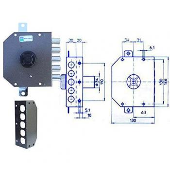 Mottura Serrure Triple 30621 pour Bois avec Bouton