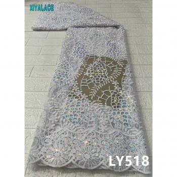 French Net Lace Fabric with Sequins LY518