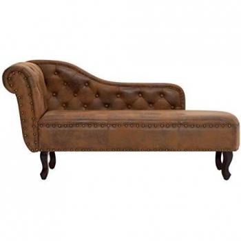 VidaXL Chaiselongue Braun Wildleder-Optik