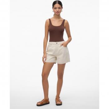 Vero Moda Loose Fit Damenjeansshorts ZURI, Ecru, Größe XL