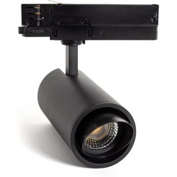Fasano Luminaria Trifásica 30W Cilindro Bisel Negro CCT Ajustable