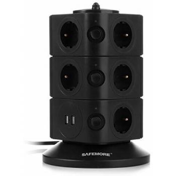 Enchufador Safemore 11P + 2USB + Interruptor