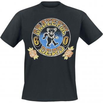 Grateful Dead T‑Shirt noir – Dancing Bear Roses – Homme – S à XL
