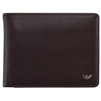 Mouchoir‑portefeuille « Golden Head » cuir brun foncé