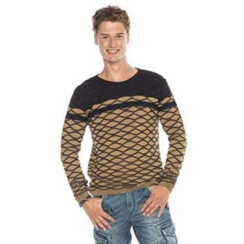 Pullover mit Rundhals „CIPO & BAXX“ Herren – Modernes Muster, 50 % Baumwolle, 50 % Polyacryl, Größe M