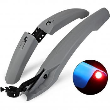 Front and Rear Bike Mudguard Set with Light