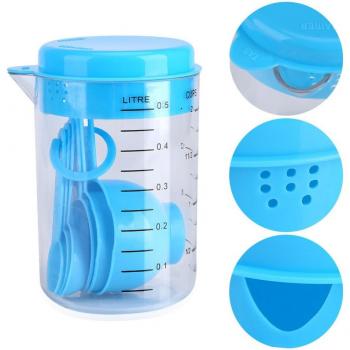 Taza Medidora y 7 Cucharillas de Plástico – Kit de Bricolaje y Cocina