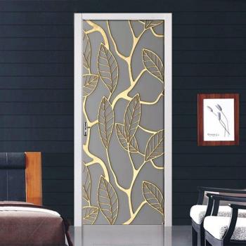 Waterproof 3D Golden Leaves Door Sticker
