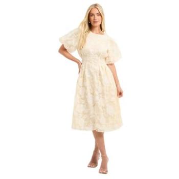 Wallis Women’s Midi Floral Puff Sleeve Dress in Yellow, Size 16