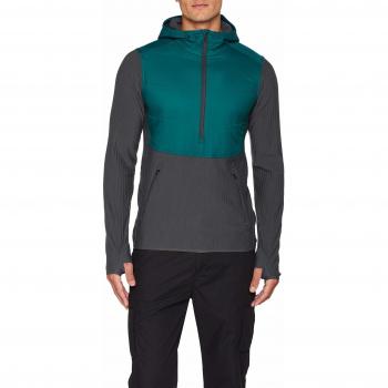 Icebreaker Descender Hybrid LS Half Zip Hood Veste Polaire Homme, Poseidon/Monsoon, FR L