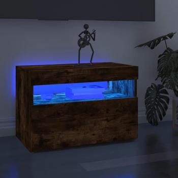 VidaXL TV Stand with LED Lights Smoked Oak 60x35x40 cm