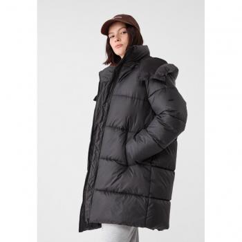Stradivarius Steppmantel Schwarz L mit Kapuze Regular-Fit